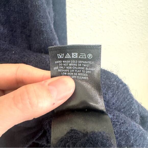 Anthropologie Moth Women's M Hoodie Cardigan Alpaca Wool Blend Blue Minimal Cozy - Picture 6 of 11